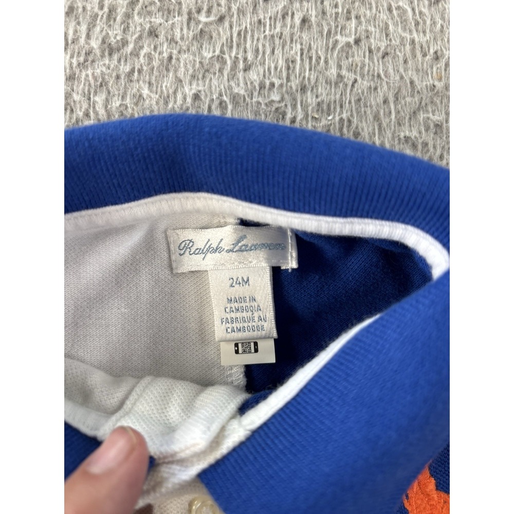 Ralph Lauren Polo Shortall 24 Months Cotton Mesh Colorblock Big Pony Romper - Picture 2 of 4